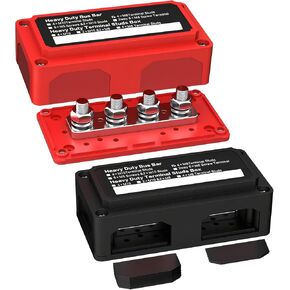 IZTOSS 300A Bus Bar 12V Power Distribution Block Heavy Duty Battery Distribution Block with 4 x 5/16"(M8) Studs, Waterproof Bus bar Box for Marine Automotive Car Boat RV Solar (Black & Red) in Saudi Arabia
