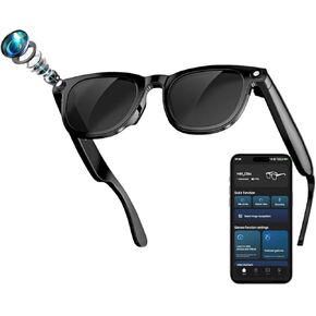 Smart Camera Glasses for Men & Women, Bluetooth Video Glasses with Open Ear Sound Mic & Speakers, Intelligent Touch,Magnetic Charging (Include Black Lens) in Kuwait