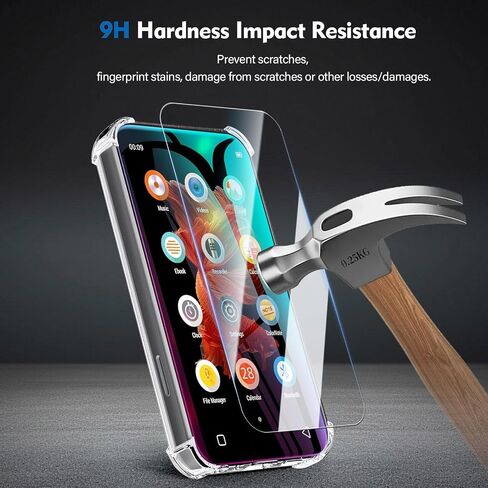 Case and Tempered Glass Screen Protector for innioasis G1 G3 MP3 Player 2 in 1 Set，TPU Clear Cover,Anti Scratch Shock Absorption 9H Hardness, HD Clear, 2 Pack in Saudi Arabia
