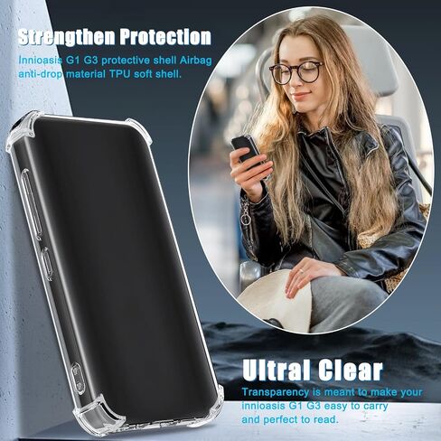 Case and Tempered Glass Screen Protector for innioasis G1 G3 MP3 Player 2 in 1 Set，TPU Clear Cover,Anti Scratch Shock Absorption 9H Hardness, HD Clear, 2 Pack in Saudi Arabia