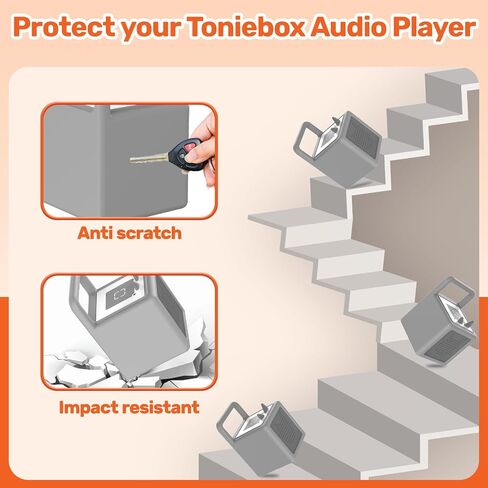 حافظة من السيليكون لمشغل الصوت Toniebox، غطاء واقٍ مقاوم للصدمات ومضاد للانزلاق لمشغل الصوت Toniebox، غلاف سيليكون ناعم ومتين مع مقبض سهل الحمل (رمادي) in Kuwait