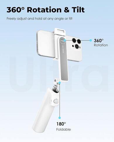 Viozon Aluminum Alloy Wireless Selfie Stick, Lightweight Extendable Pocket-Size Phone Stick with Remote, Compact Travel Selfie Stick Compatible with 4–7" Smartphones for Vlog/Filming in Saudi Arabia