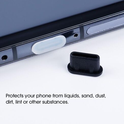 20Pcs Type-C Interface Hole Plug Universal Mobile Phone Charging Port Waterproof Dustproof Silicone Elastic Cover (Black) in Saudi Arabia