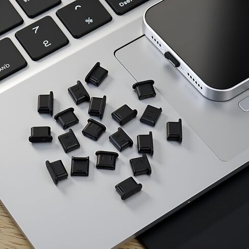 30 قطعة من قابس الغبار USB C من Impnit، غطاء منفذ USB C، أغطية غبار سيليكون لمنفذ USB C، متوافقة مع جميع منافذ USB C (أسود) in Kuwait