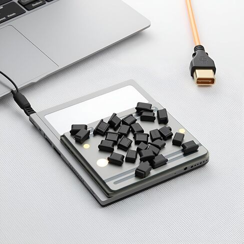 30 قطعة من قابس الغبار USB C من Impnit، غطاء منفذ USB C، أغطية غبار سيليكون لمنفذ USB C، متوافقة مع جميع منافذ USB C (أسود) in Kuwait