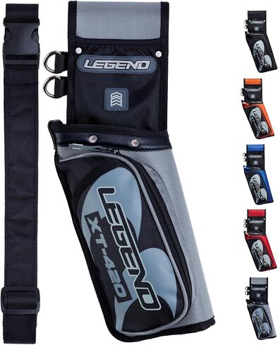 جعبة Legend XT420 الميدانية - حامل سهم جعبة باليد اليسرى أو اليمنى، جعبة الرماية مع 3 أنابيب أسهم، جعبة الورك المصنوعة من النايلون المتين مع جيوب متعددة لملحقات الرماية وبطاقة النقاط والأدوات in Saudi Arabia