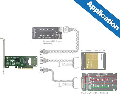 PCIe 4.0 to SlimSAS Adapter Card, (4) X16 Slots and (4) SFF-8654 Ports (2Up/2Down), with Broadcom PEX88096 Switch Chip, Compatible Windows/Linux/VMware/Freebsd/Ubuntu in Saudi Arabia