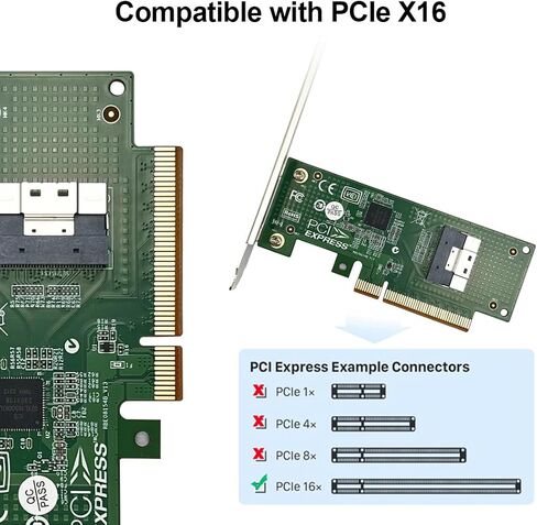 PCIe 4.0 to SlimSAS Adapter Card, (4) X16 Slots and (4) SFF-8654 Ports (2Up/2Down), with Broadcom PEX88096 Switch Chip, Compatible Windows/Linux/VMware/Freebsd/Ubuntu in Saudi Arabia