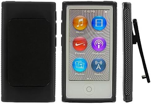 غطاء حماية جلدي من مطاط TPU بمشبك حزام أسود لجهاز Apple iPod Nano الجيل السابع 7G 7 in Kuwait