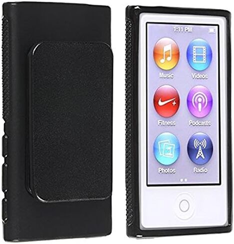 غطاء حماية جلدي من مطاط TPU بمشبك حزام أسود لجهاز Apple iPod Nano الجيل السابع 7G 7 in Kuwait
