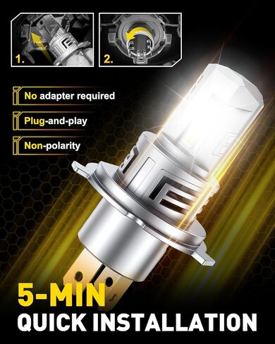 AUXITO 9005/HB3 LED Bulb, 800% Brighter, 3 Min Quick Install, 20 Years Lifespan, No Flicker, 99% Compatibility in Saudi Arabia