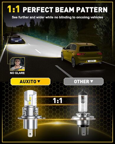 AUXITO 9005/HB3 LED Bulb, 800% Brighter, 3 Min Quick Install, 20 Years Lifespan, No Flicker, 99% Compatibility in Saudi Arabia