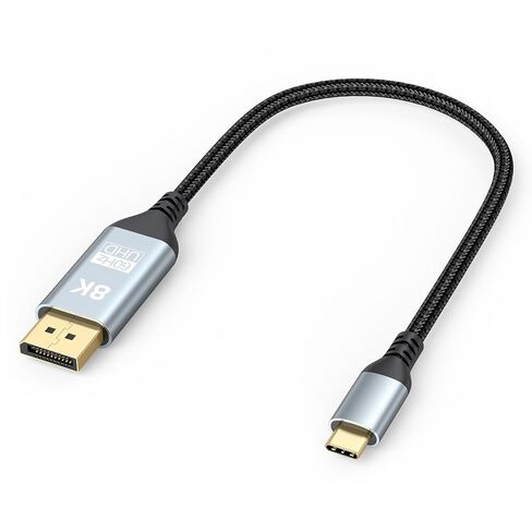 USB C to DisplayPort 1.4 Cable 1FT, 8K@60Hz Short USBC to DisplayPort 1.4 Cable 4K@240Hz Compatible with Thunderbolt 5/4/3, MacBook, Laptop, Mac mini, iPad, iPhone 16/17, Galaxy, G8/G9 in Kuwait