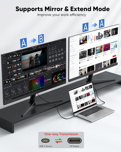 USB C to DisplayPort 1.4 Cable 1FT, 8K@60Hz Short USBC to DisplayPort 1.4 Cable 4K@240Hz Compatible with Thunderbolt 5/4/3, MacBook, Laptop, Mac mini, iPad, iPhone 16/17, Galaxy, G8/G9 in Kuwait