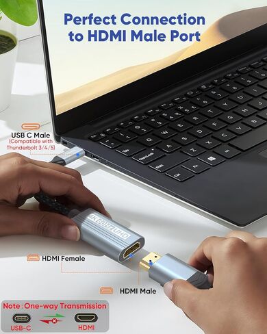 USB C to HDMI Adapter, 4K@60Hz USBC Type C to HDMI Adapter for Monitor Compatible with Thunderbolt 5/4/3 for MacBook Air/Pro, iPhone 17/16/15, iPad Pro/Air, iMac, Pixelbook, Laptop, Galaxy 25 in Kuwait