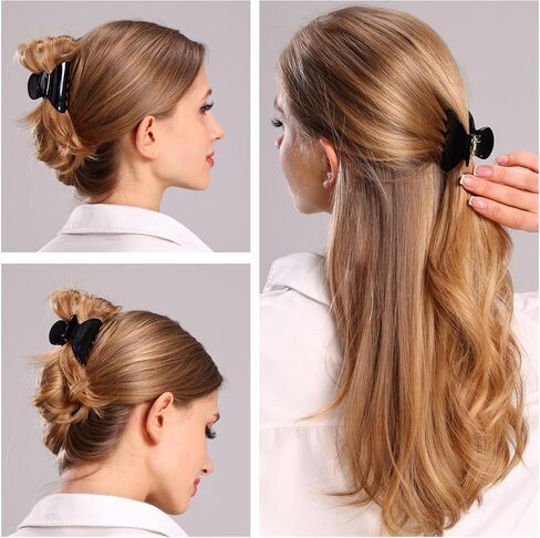 Womens Checkered Hair Clip Large Checkered Claw Clips Black And White Jaw Clip,2pack in Kuwait