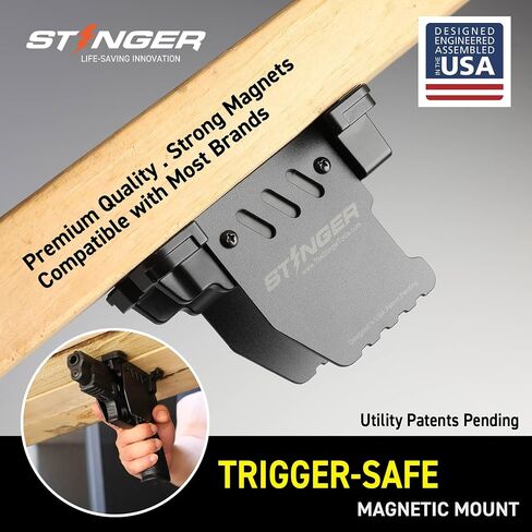 Stinger Trigger Safe Gun Magnet Mount for Handgun Firearm, car Holsters for Pistols, Gun Magnet, Car Gun Mount, Car Gun Holster, Magnetic Gun Mount, USA Utility Patent Pending in Kuwait