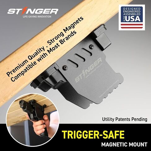 Stinger Trigger Safe Gun Magnet Mount لسلاح ناري المسدس، وحافظات السيارة للمسدسات، ومغناطيس البندقية، وحامل مسدس السيارة، وحافظة مسدس السيارة، وحامل المسدس المغناطيسي، بانتظار براءة اختراع الولايات المتحدة الأمريكية in Saudi Arabia