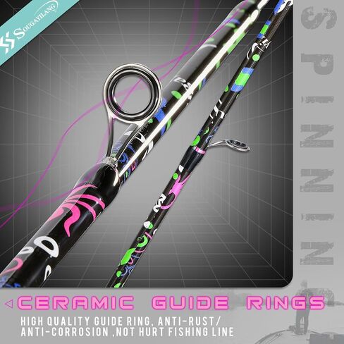 Sougayilang Fishing Rod, 2-Piece Graphite Composite Blank/Fiber Glass Spinning & Casting Rod with EVA Grip, Smooth Transition Fishing Pole in Saudi Arabia
