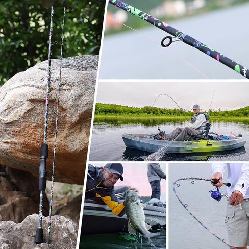 Sougayilang Fishing Rod, 2-Piece Graphite Composite Blank/Fiber Glass Spinning & Casting Rod with EVA Grip, Smooth Transition Fishing Pole in Saudi Arabia