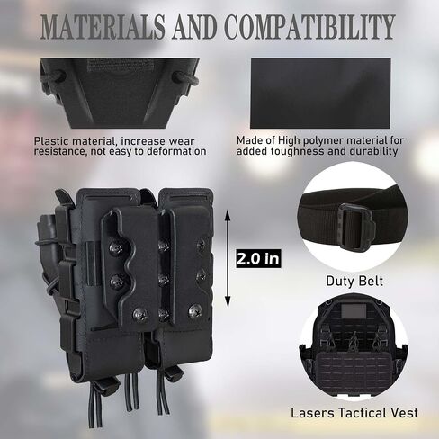 Magazine Handcuff Combo Holster Mag & Cuff Pouch Fits Glock, 9mm Magazine and Chain Handcuffs Right and Left Hand Black in Saudi Arabia