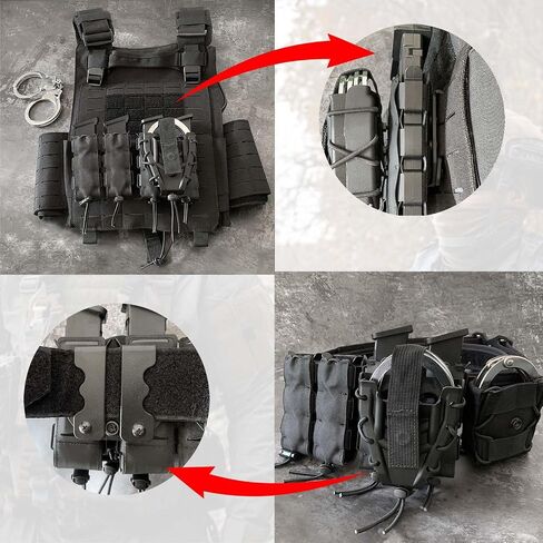 Magazine Handcuff Combo Holster Mag & Cuff Pouch Fits Glock, 9mm Magazine and Chain Handcuffs Right and Left Hand Black in Saudi Arabia