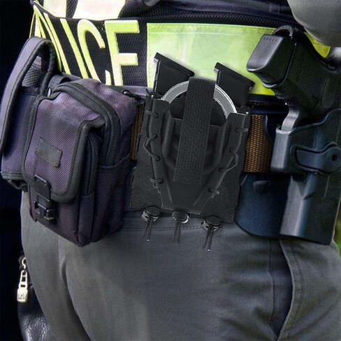 Magazine Handcuff Combo Holster Mag & Cuff Pouch Fits Glock, 9mm Magazine and Chain Handcuffs Right and Left Hand Black in Saudi Arabia