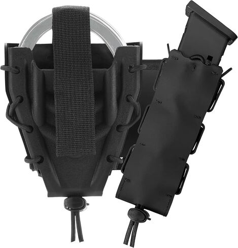 Magazine Handcuff Combo Holster Mag & Cuff Pouch Fits Glock, 9mm Magazine and Chain Handcuffs Right and Left Hand Black in Saudi Arabia