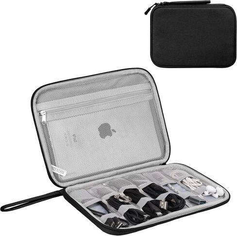 Travel essentials Electronic Cable Organizer Pouch Accessories Carry Case Portable Waterproof Single Layer Storage Bag for Cord, Charger, Phone, Earphone, Black in Saudi Arabia