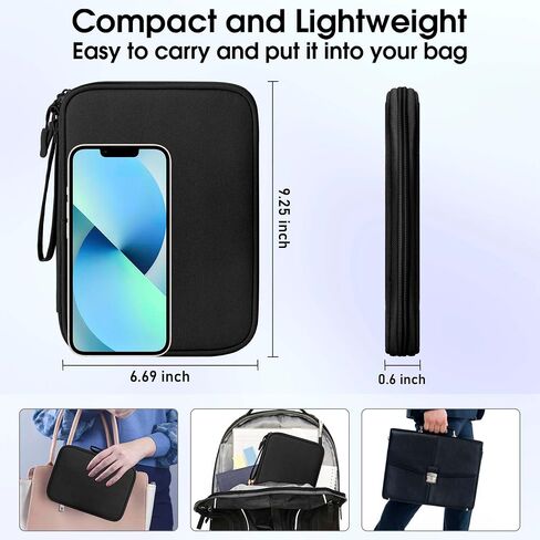 Travel essentials Electronic Cable Organizer Pouch Accessories Carry Case Portable Waterproof Single Layer Storage Bag for Cord, Charger, Phone, Earphone, Black in Saudi Arabia
