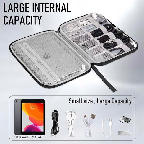 Travel essentials Electronic Cable Organizer Pouch Accessories Carry Case Portable Waterproof Single Layer Storage Bag for Cord, Charger, Phone, Earphone, Black in Saudi Arabia