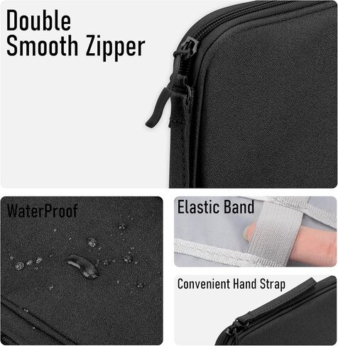 Travel essentials Electronic Cable Organizer Pouch Accessories Carry Case Portable Waterproof Single Layer Storage Bag for Cord, Charger, Phone, Earphone, Black in Saudi Arabia