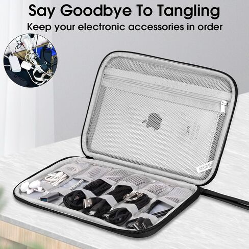 Travel essentials Electronic Cable Organizer Pouch Accessories Carry Case Portable Waterproof Single Layer Storage Bag for Cord, Charger, Phone, Earphone, Black in Saudi Arabia