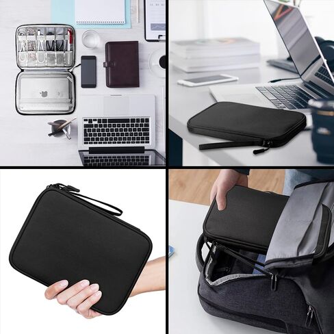 Travel essentials Electronic Cable Organizer Pouch Accessories Carry Case Portable Waterproof Single Layer Storage Bag for Cord, Charger, Phone, Earphone, Black in Saudi Arabia