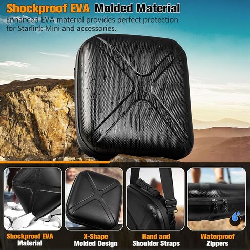 Lightweight EVA Case for Starlink Mini, Starlink Mini Accessories Case Storage Bag, Custom Shoulder Strap & Handle Strap,Waterproof and Shockproof, Ideal for Traveling in Saudi Arabia