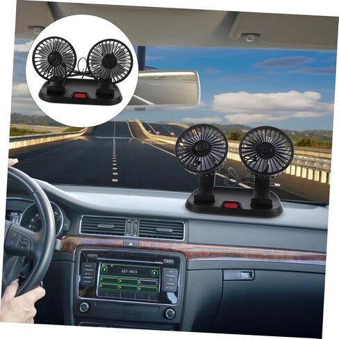 OUNONA Double Head Fan for Car Portable Rotatable Low Noise Cooling Fan for Car Rv Home Office Stroller Dashboard Easy Installation in Saudi Arabia