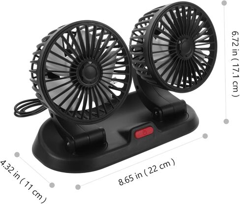 OUNONA Double Head Fan for Car Portable Rotatable Low Noise Cooling Fan for Car Rv Home Office Stroller Dashboard Easy Installation in Saudi Arabia