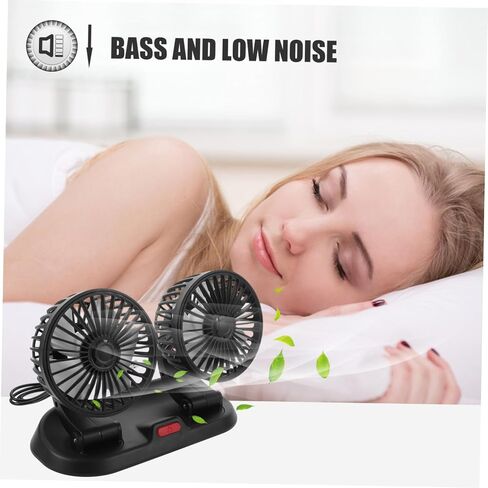 OUNONA Double Head Fan for Car Portable Rotatable Low Noise Cooling Fan for Car Rv Home Office Stroller Dashboard Easy Installation in Saudi Arabia