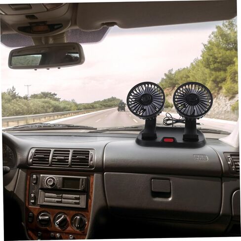 OUNONA Double Head Fan for Car Portable Rotatable Low Noise Cooling Fan for Car Rv Home Office Stroller Dashboard Easy Installation in Saudi Arabia