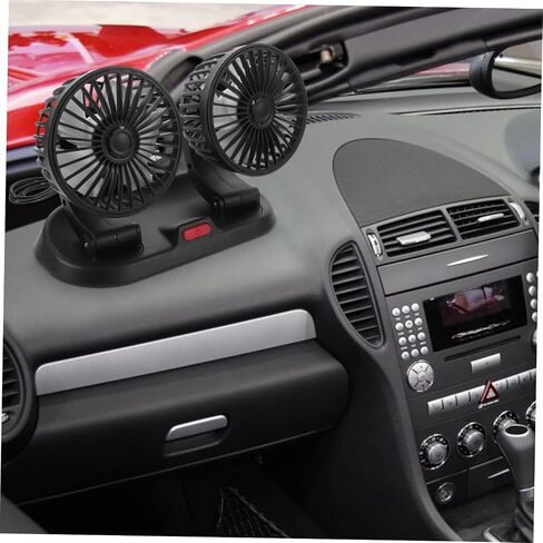 OUNONA Double Head Fan for Car Portable Rotatable Low Noise Cooling Fan for Car Rv Home Office Stroller Dashboard Easy Installation in Saudi Arabia