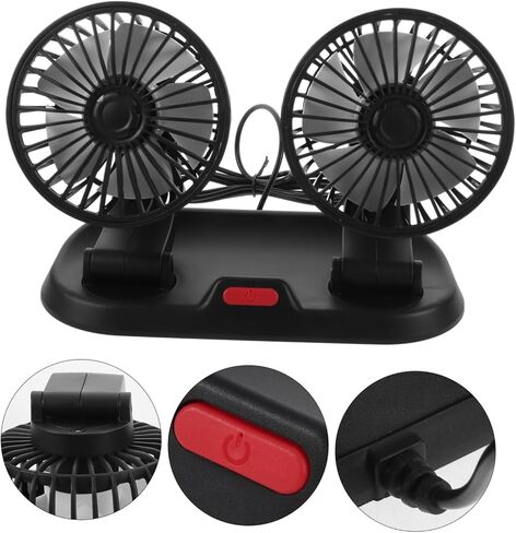 OUNONA Double Head Fan for Car Portable Rotatable Low Noise Cooling Fan for Car Rv Home Office Stroller Dashboard Easy Installation in Saudi Arabia