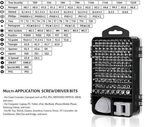 115-Piece Precision Screwdriver Set for Phone, Computer, Watch, Console, Eyeglass & Electronics Repair - Compact Professional & DIY Tool Kit in Saudi Arabia