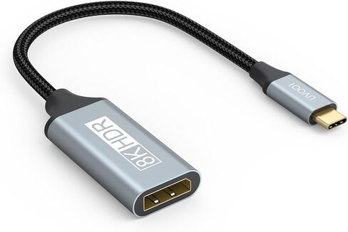USB C to DisplayPort 1.4 Adapter 8K@60Hz, USBC to DisplayPort Adapter Compatible with Thunderbolt 5/4/3 (4K@240Hz/144Hz, HDR, 32.4Gbps DP) for MacBook Pro/Air, iPad, Surface, iPhone 17/16, XPS in Saudi Arabia