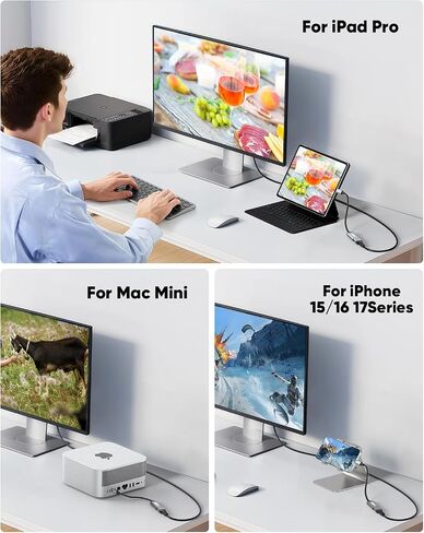 USB C to DisplayPort 1.4 Adapter 8K@60Hz, USBC to DisplayPort Adapter Compatible with Thunderbolt 5/4/3 (4K@240Hz/144Hz, HDR, 32.4Gbps DP) for MacBook Pro/Air, iPad, Surface, iPhone 17/16, XPS in Saudi Arabia