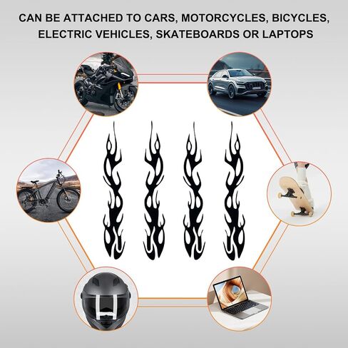 4 PCS Car Flame Reflecty Sticker ، Racing Sports Sports Stripe Macal ، ملصقات أمان للاصطدام الذاتي للاصطدام للاصطدام. in Saudi Arabia