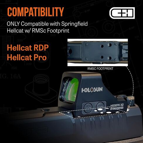 لوحة تركيب النقطة الحمراء الدقيقة C+H لـ Springfield Armory Hellcat وHolosun 407K/507K | صنع في الولايات المتحدة الأمريكية in Kuwait