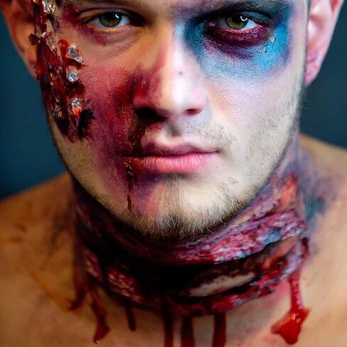 MEICOLY SFX Makeup Kit Scars Wax,Fake Blood Spray(2.1Oz) Halloween Special Effects Wound Wax(1.67Oz) with Spatula,Stipple Sponge,Coagulated Blood Gel(1.06Oz),5ml Castor Sealer,Scary Clown Makeup 01 in Saudi Arabia