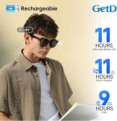 GetD AI Glasses for Men & Women, Smart Glasses Powered by ChatGPT with 145-Language Translation, Blue Light Filtering, Polarized & Photochromic Lenses, 11H Music Play for Travel and Daily Use 2026 NEW in Saudi Arabia