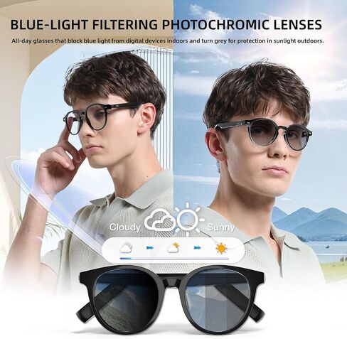 GetD AI Glasses for Men & Women, Smart Glasses Powered by ChatGPT with 145-Language Translation, Blue Light Filtering, Polarized & Photochromic Lenses, 11H Music Play for Travel and Daily Use 2026 NEW in Saudi Arabia