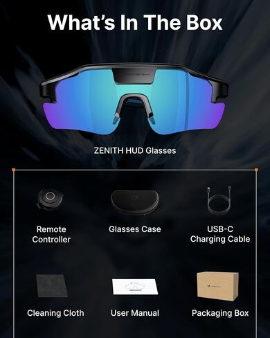 نظارات عرض رياضية من ZENITH، لركوب الدراجات والمشي لمسافات طويلة، نظارات شمسية رياضية ذكية AI/AR، شاشة HUD في الوقت الحقيقي، ملاحة ذكية، تنبيهات AI استباقية، مراقبة معدل ضربات القلب، السرعة، إلخ. in Saudi Arabia